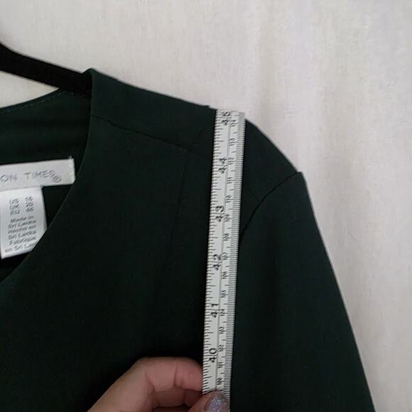 NWT London Times Women's 16 Fit & Flare Midi Dress Emerald Green Hunter Holiday - Picture 4 of 12